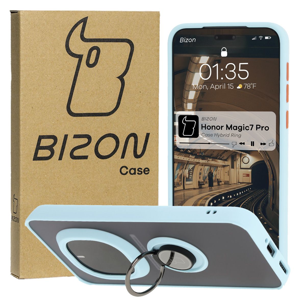 Fingerhalteretui Bizon Case Hybrid Ring für Honor Magic7 Pro