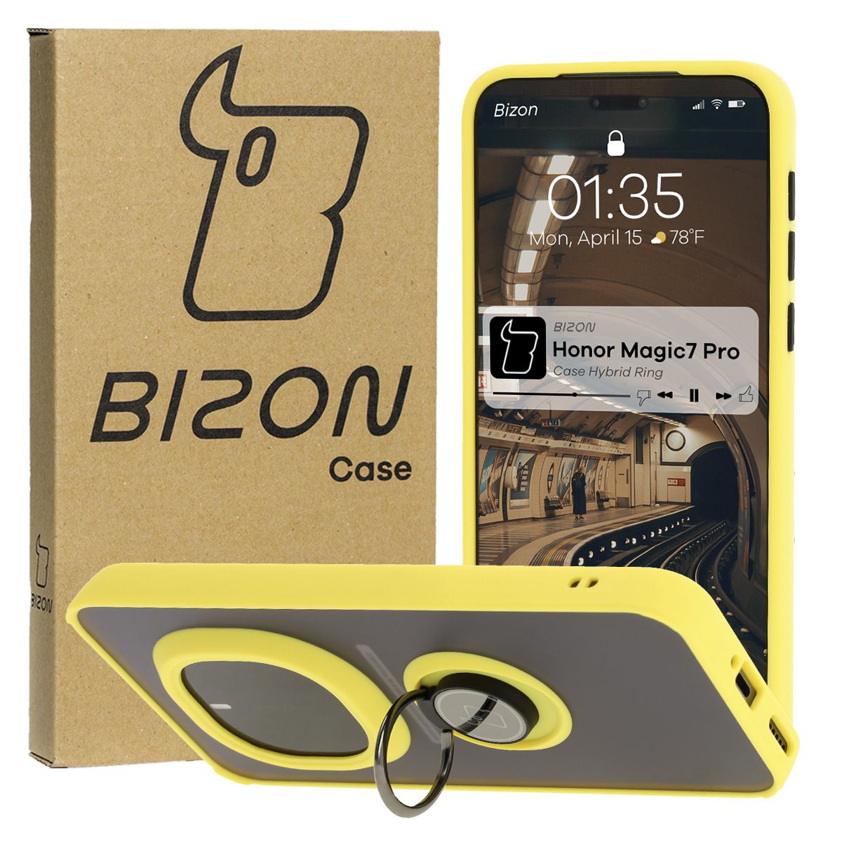 Carcasă cu suport pentru deget Bizon Case Hybrid Ring pentru Honor Magic7 Pro