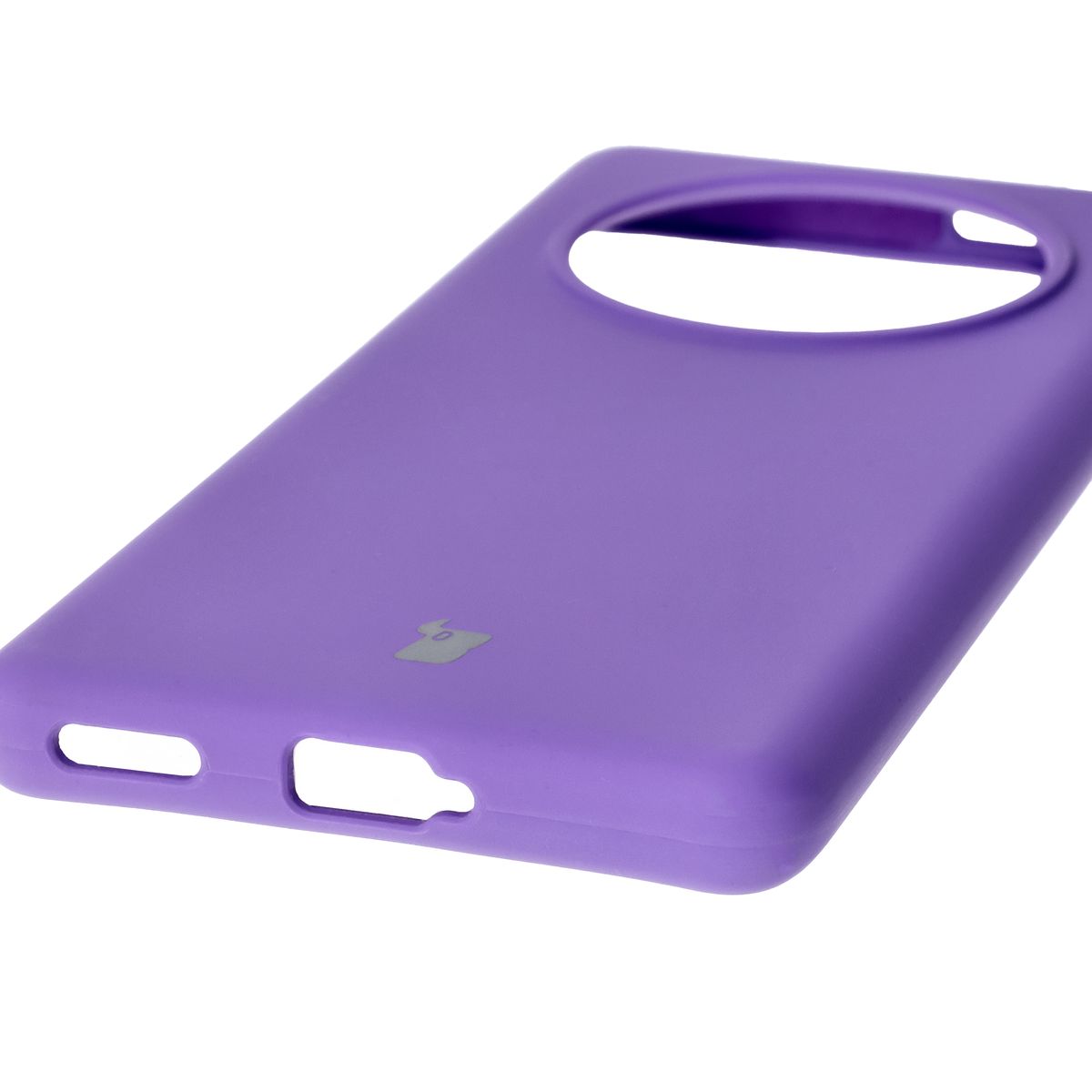 Close-up of precise cutouts and wireless charging capability in Bison Soft Case