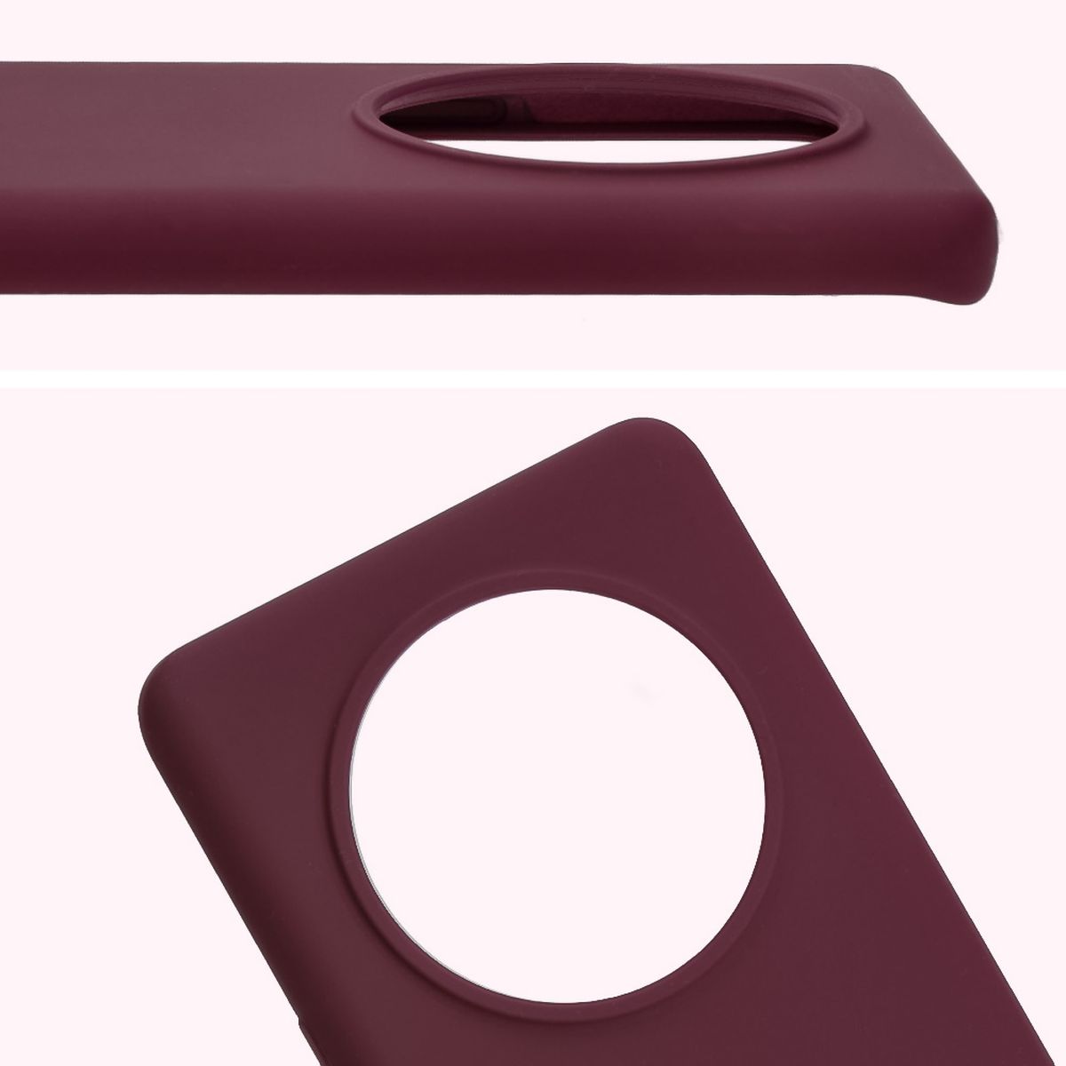 Close-up of the lens cutout in the Bison Soft Case