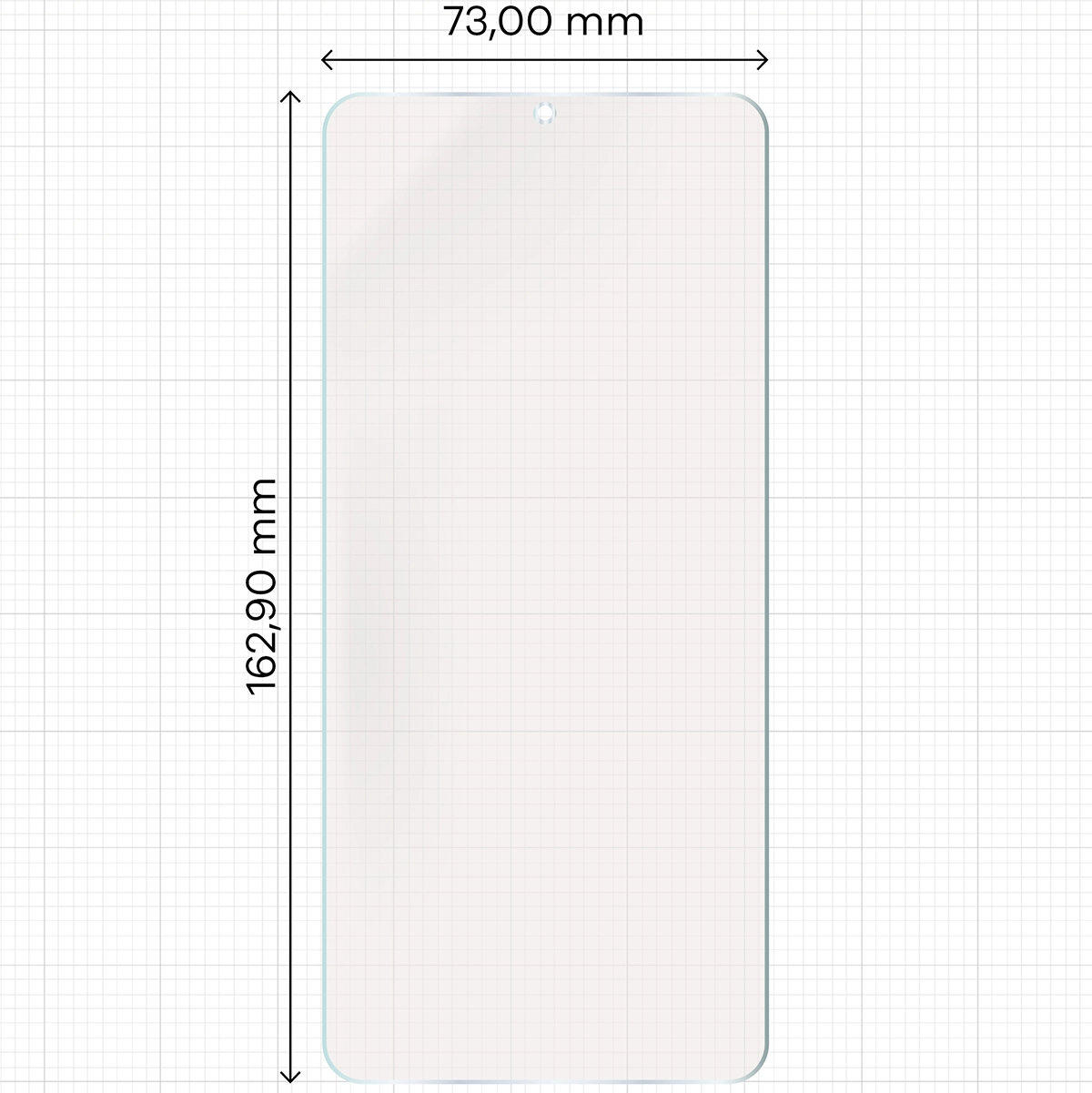 Miarka z wymiarami folii matowej Bizon Glass Film Sun do Honor X5c Plus