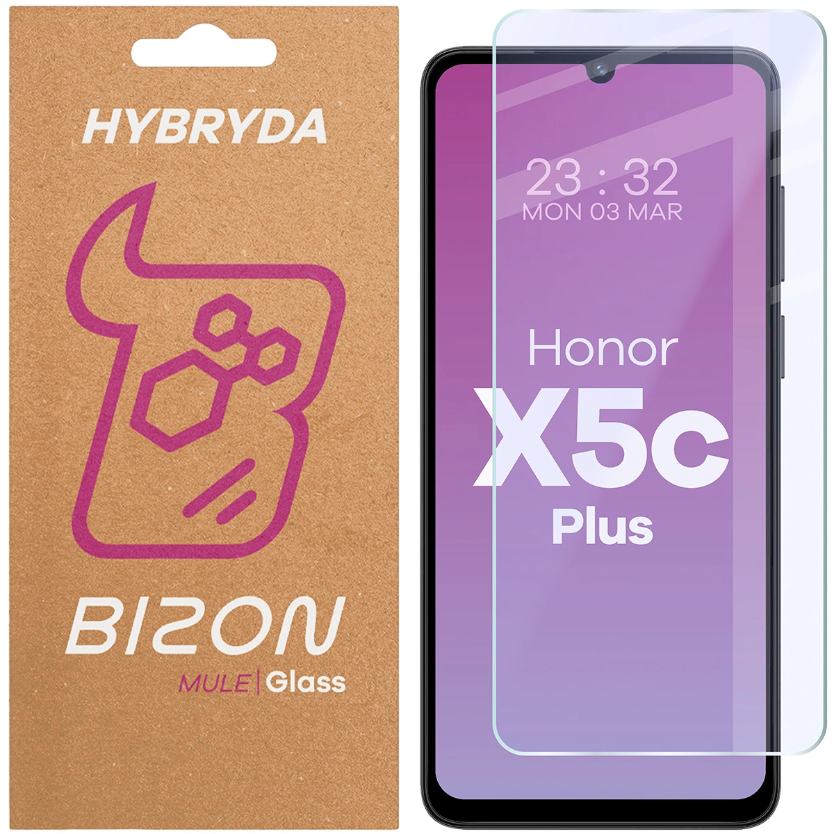 Szkło hybrydowe na ekran Bizon Glass Mule do Honor X5c Plus