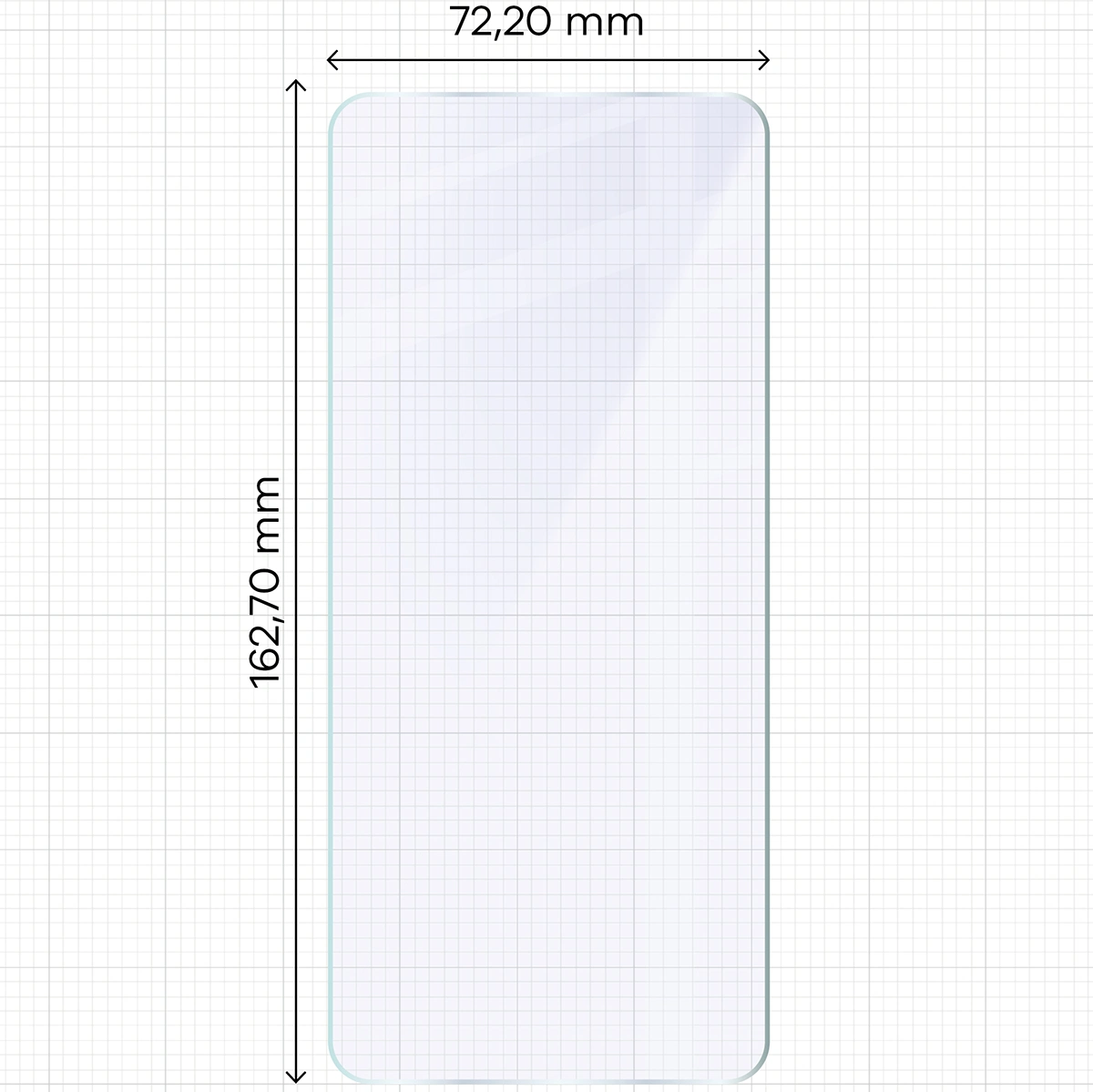 Miarka z wymiarami szkła hybrydowego Bizon Glass Mule do Honor X5c Plus