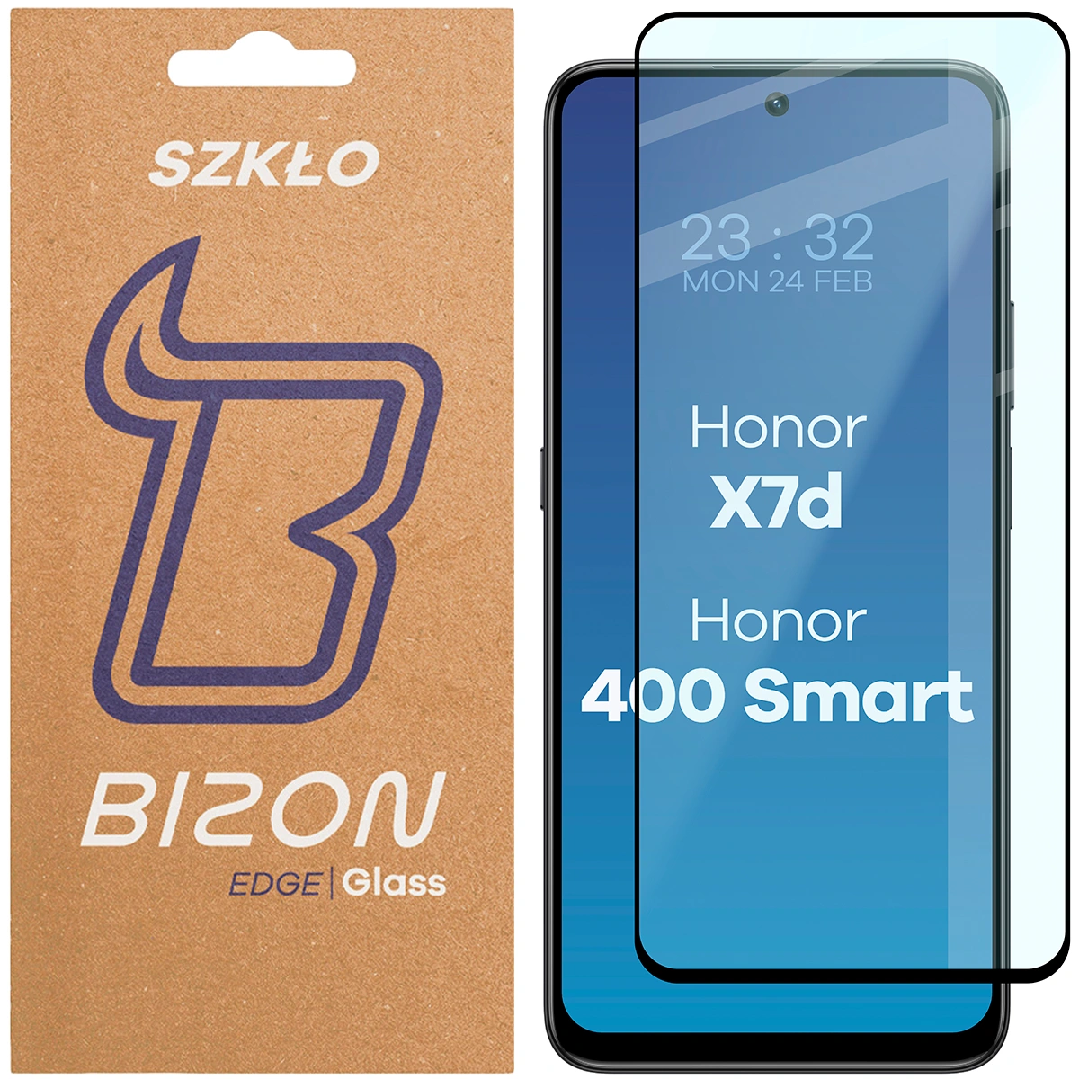 Szkło hartowane na cały ekran Bizon Glass Edge 2 dla Honor X7d 4G/5G / Honor 400 Smart 4G/5G