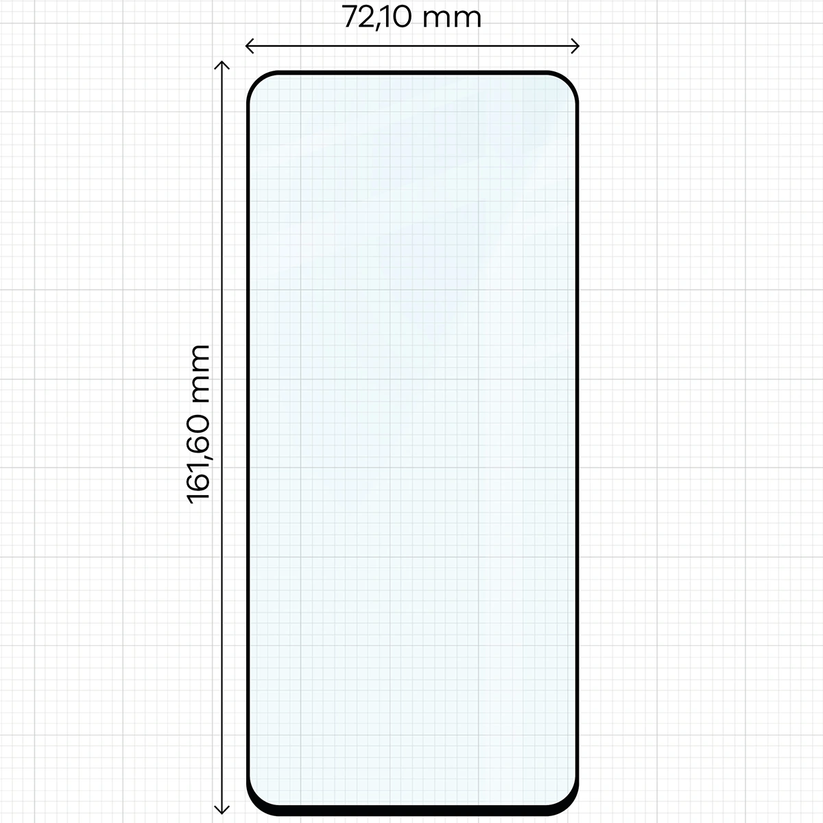 Wymiary szkła Bizon Glass Edge 2 do Honor X7d 4G/5G / Honor 400 Smart 4G/5G
