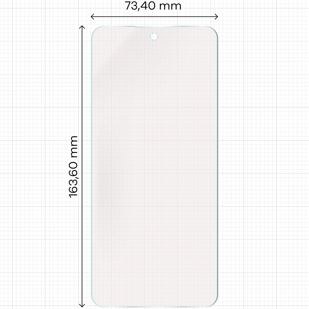 Miarka z wymiarami folii matowej Bizon Glass Film Sun do Honor X7d