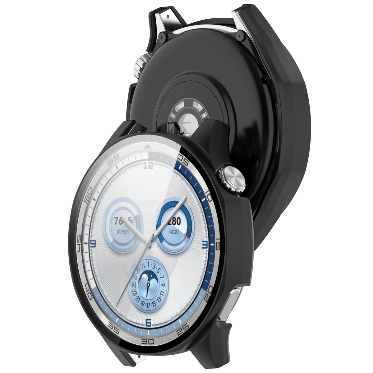 Etui ze szkłem do zegarka Bizon Case+Glass Huawei Watch GT 5 46 mm, czarne matowe