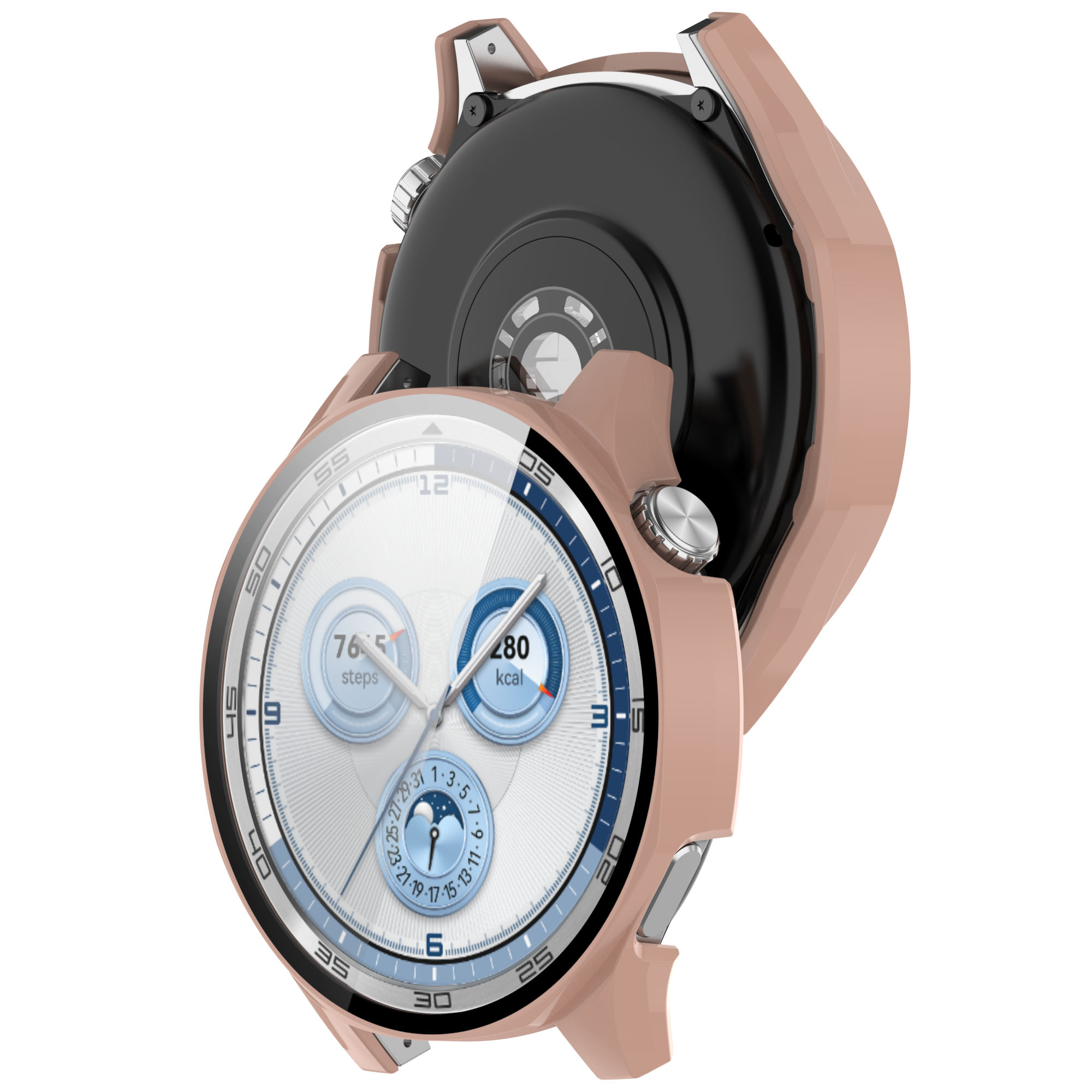 Etui ze szkłem do zegarka Bizon Case+Glass Huawei Watch GT 5 46 mm, różowe