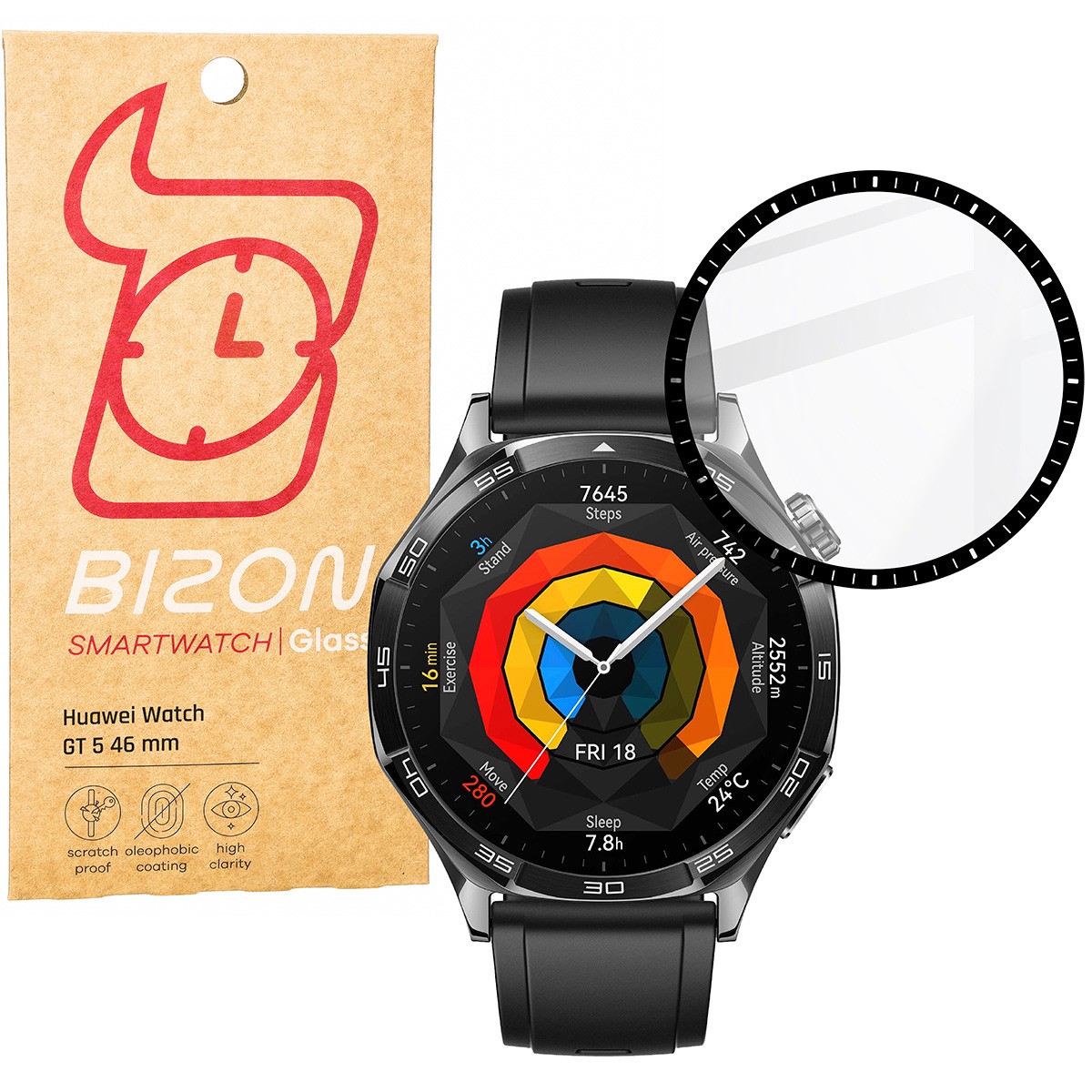 Szkło hybrydowe na smartwatch Bizon Glass Watch Edge dla Huawei Watch GT 5 46 mm