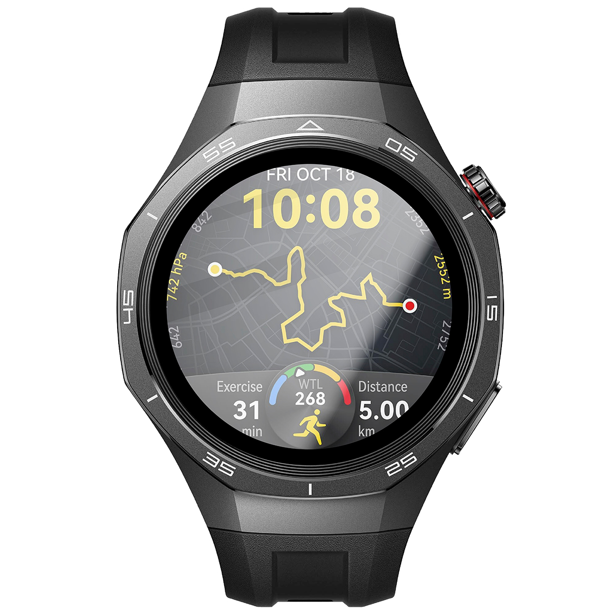 Szkło hybrydowe z czarną ramką idealnie dopasowane do Huawei Watch GT 5 Pro 46 mm
