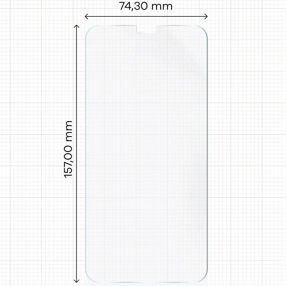 Miarka z wymiarami folii hydrożelowej Bizon Glass Hydrogel Front do Huawei Mate 50 Pro
