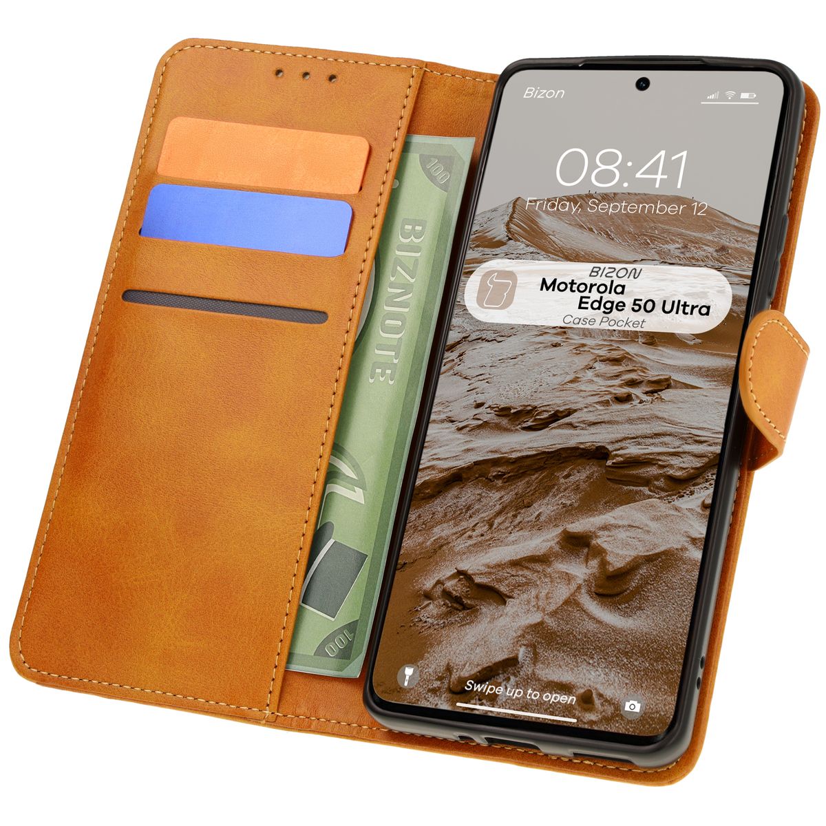 Etui cu clapetă Bizon Case Pocket pentru Motorola Edge 50 Ultra