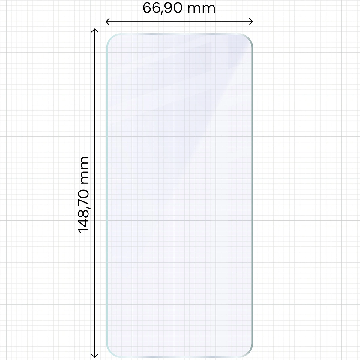 Miarka z wymiarami szkła hybrydowego Bizon Glass Mule do Motorola Edge 60 Neo