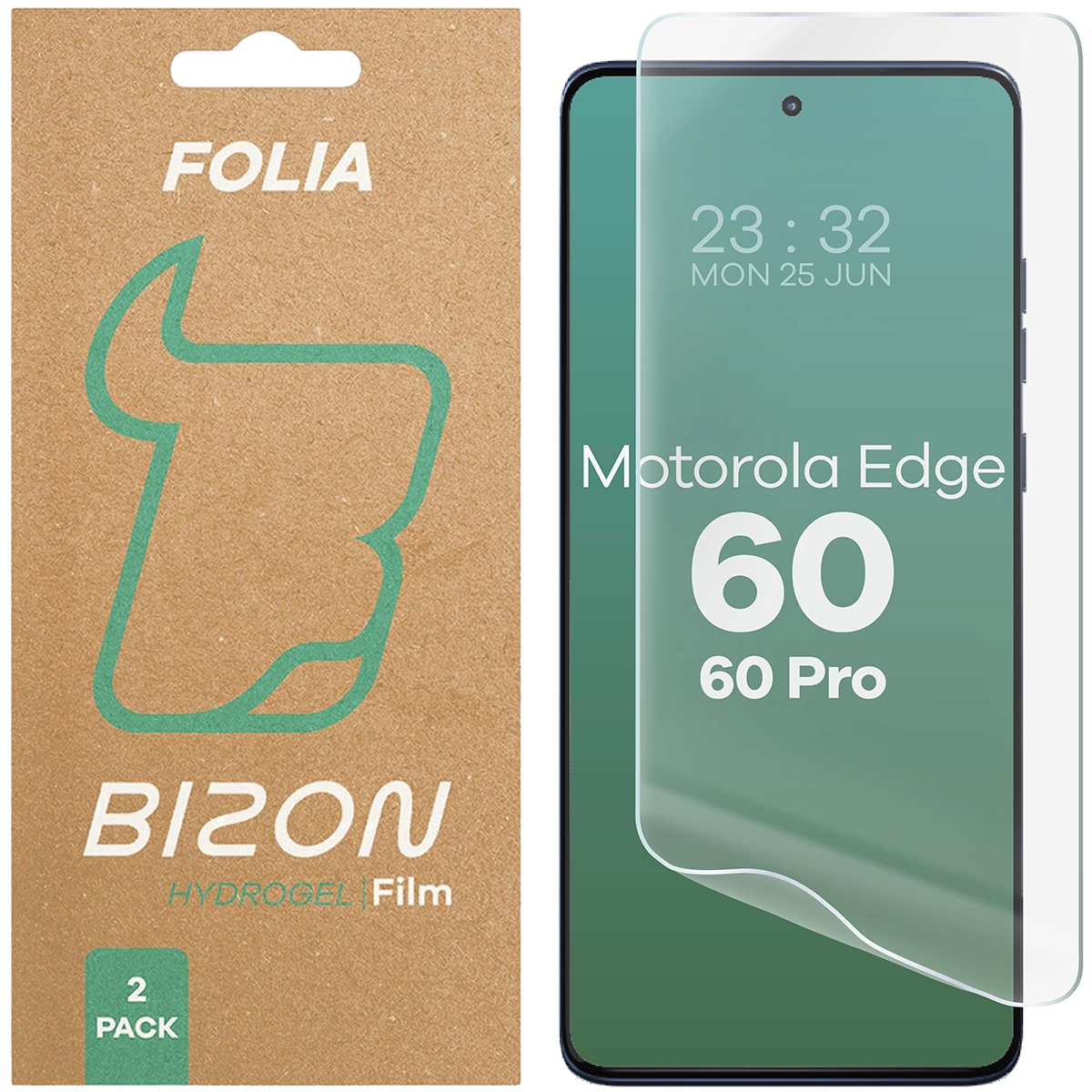 Pudełko i folia hydrożelowa na ekran Bizon Glass Hydrogel Front do Motorola Edge 60 / Motorola Edge 60 Pro