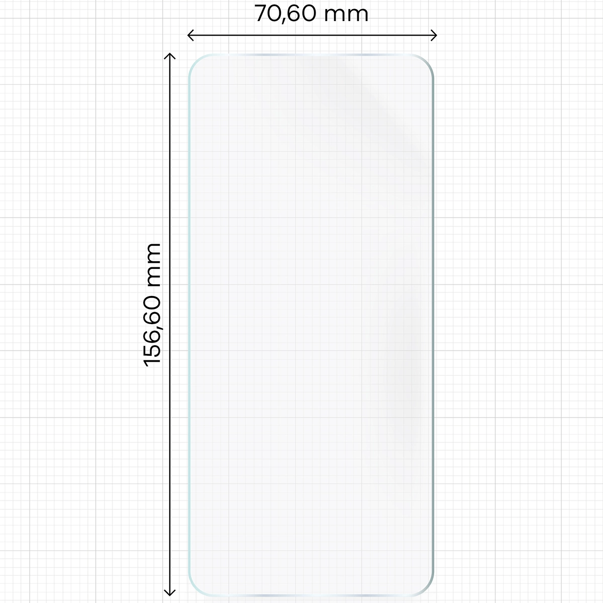 Miarka z wymiarami folii hydrożelowej Bizon Glass Hydrogel Front do Motorola Edge 60 / Motorola Edge 60 Pro