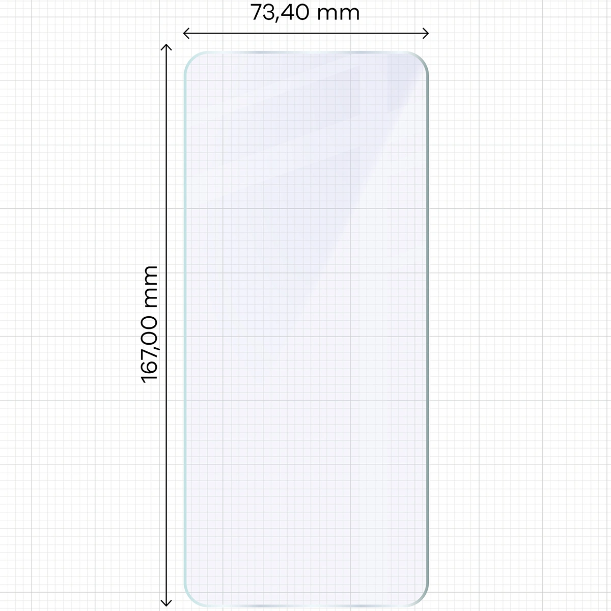 Miarka z wymiarami szkła hybrydowego Bizon Glass Mule do Motorola Moto G06 Power