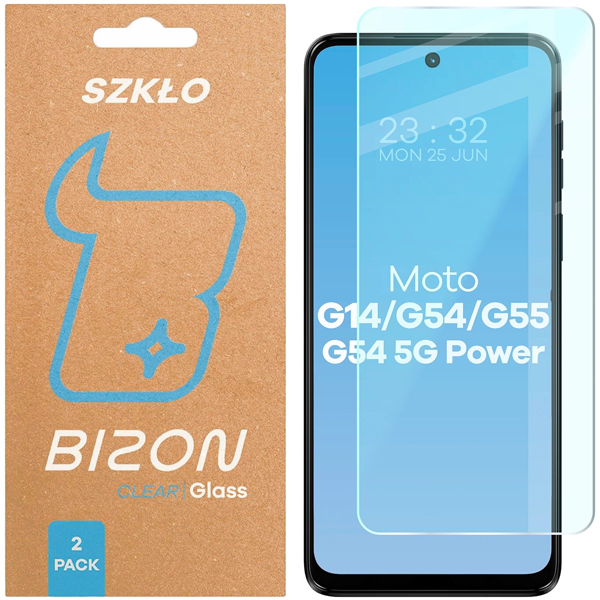 Szkło hartowane Bizon Glass Clear Duo do Motorola Moto G14 4G / Motorola Moto G54 5G / Motorola Moto G54 Power 5G / Motorola Moto G55 5G