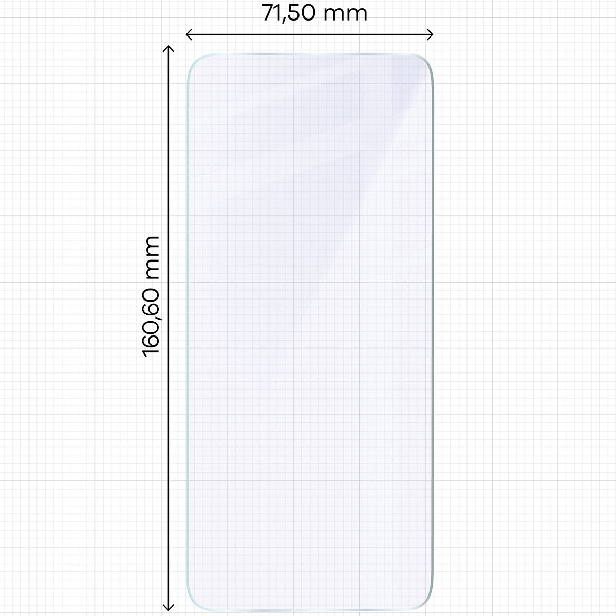 Miarka z wymiarami szkła hybrydowego Bizon Glass Mule