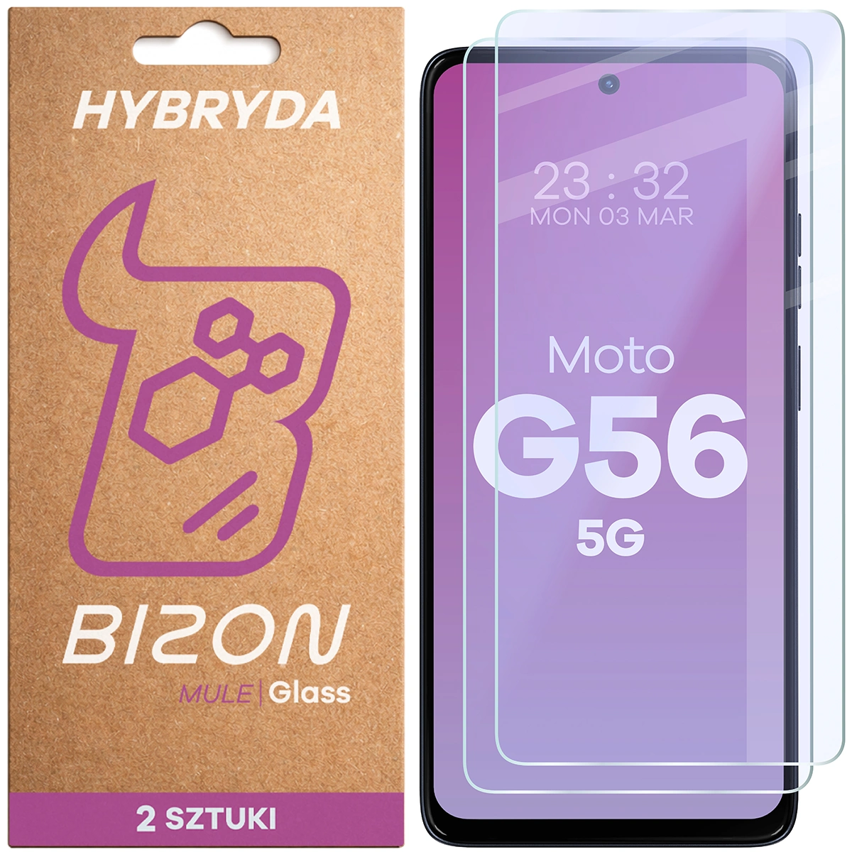 Elastyczne szkło hybrydowe Bizon Glass Mule Duo do Motorola Moto G56 5G, 2 sztuki