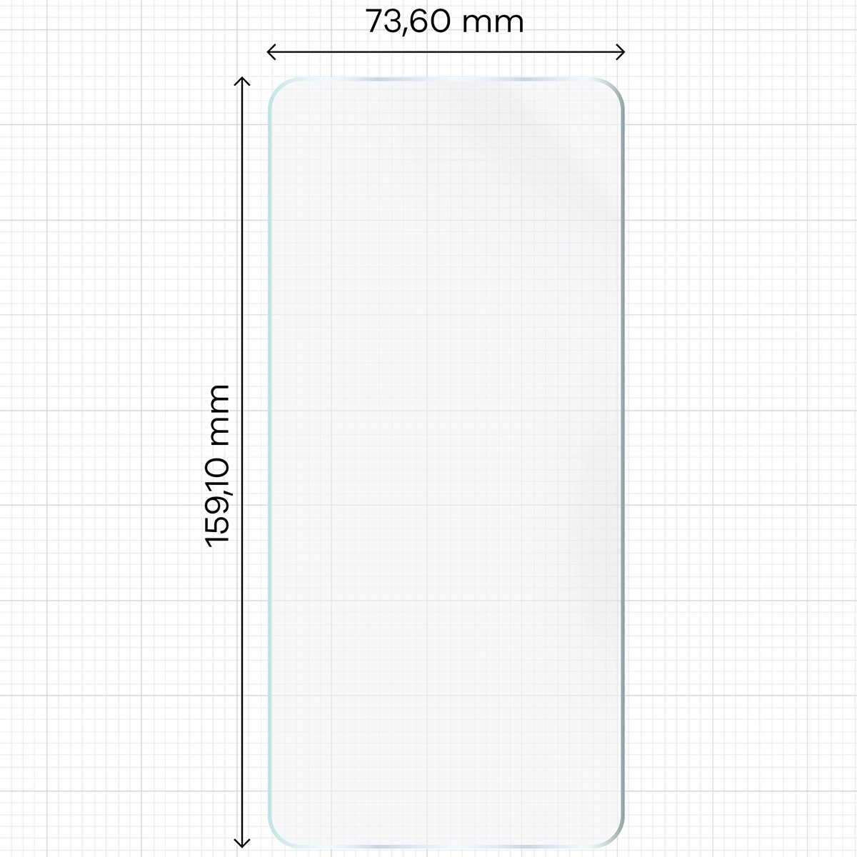 Miarka z wymiarami folii hydrożelowej Bizon Glass Hydrogel Front do Motorola Moto G57 Power / Motorola Moto G67 Power