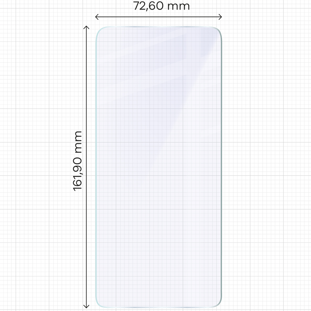 Miarka z wymiarami szkła hybrydowego Bizon Glass Mule