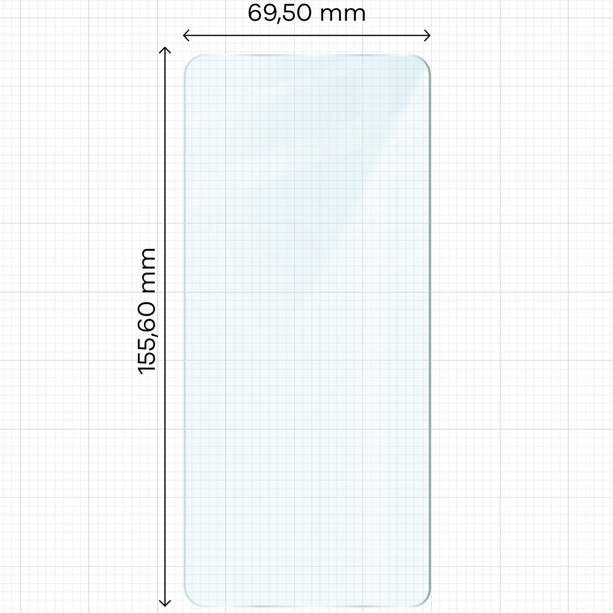 Miarka z wymiarami szkła hartowanego Bizon Glass Clear 2 do Motorola Moto G86 5G / Motorola Moto G86 Power 5G