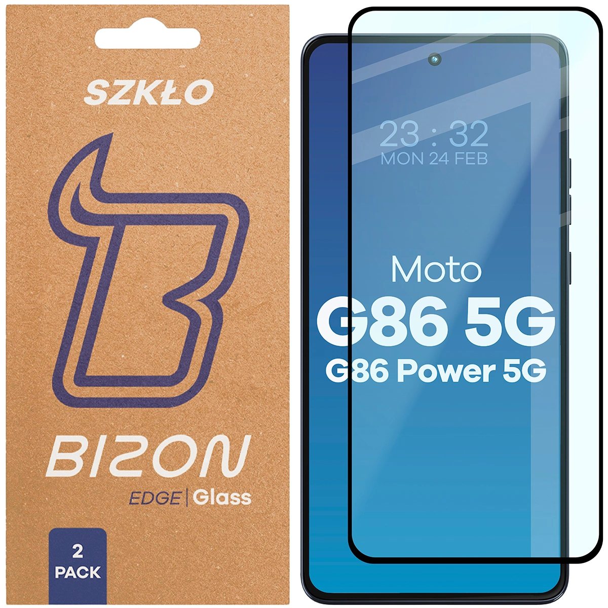 Szkło hartowane na cały ekran Bizon Glass Edge Duo dla Motorola Moto G86 5G / Motorola Moto G86 Power 5G