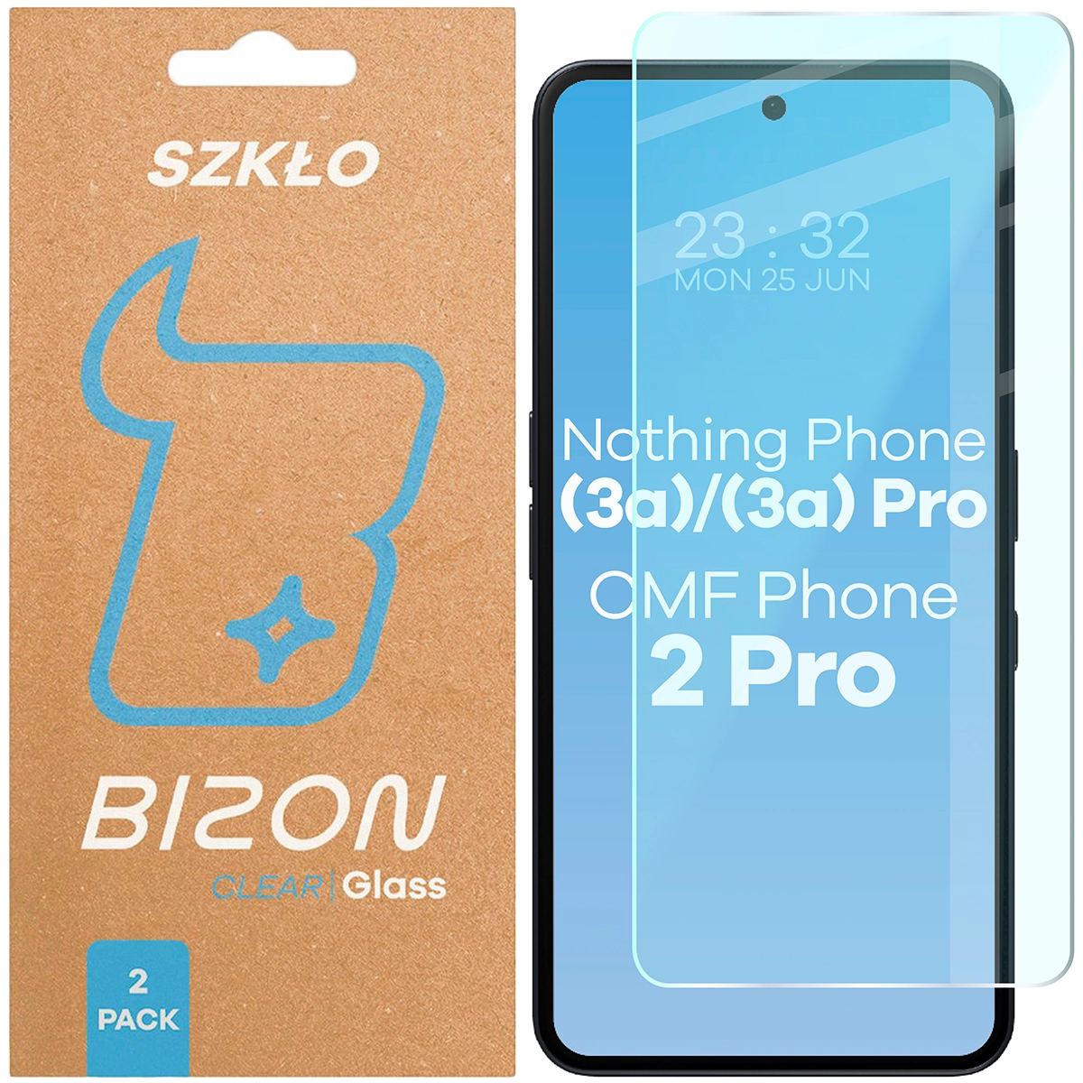 Szkło hartowane Bizon Glass Clear Duo do Nothing Phone (3a) / Nothing Phone (3a) Pro / Nothing CMF Phone 2 Pro