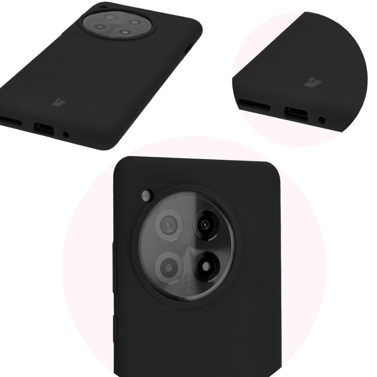 Zbliżenie na precyzyjne wycięcia i możliwość ładowania indukcyjnego w etui Bizon Soft Case