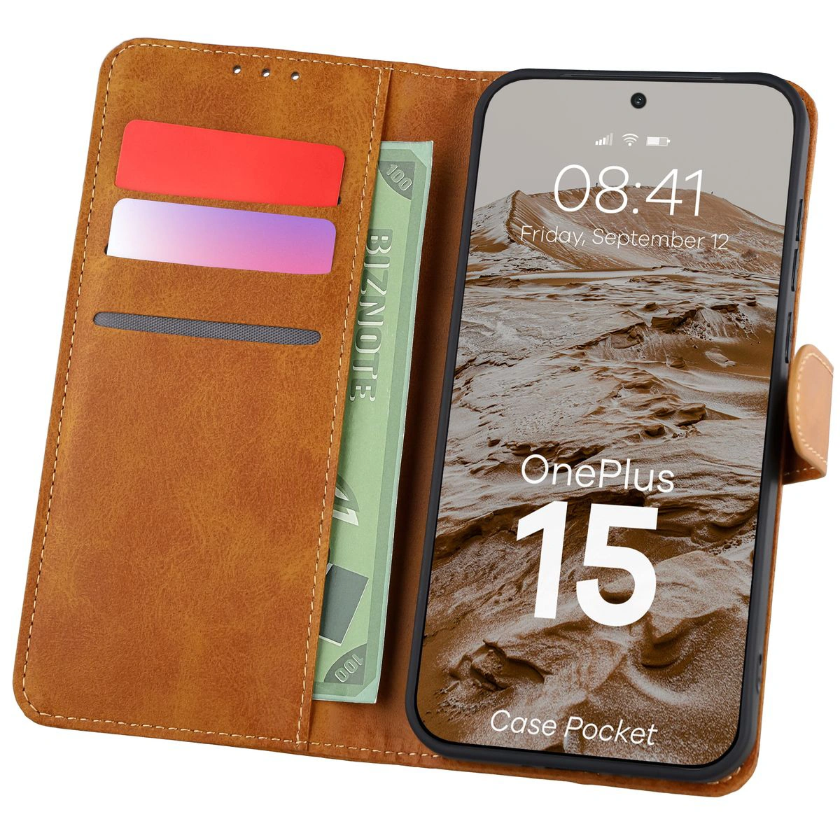 Etui z klapką z miejscem na karty Bizon Case Pocket do OnePlus 15