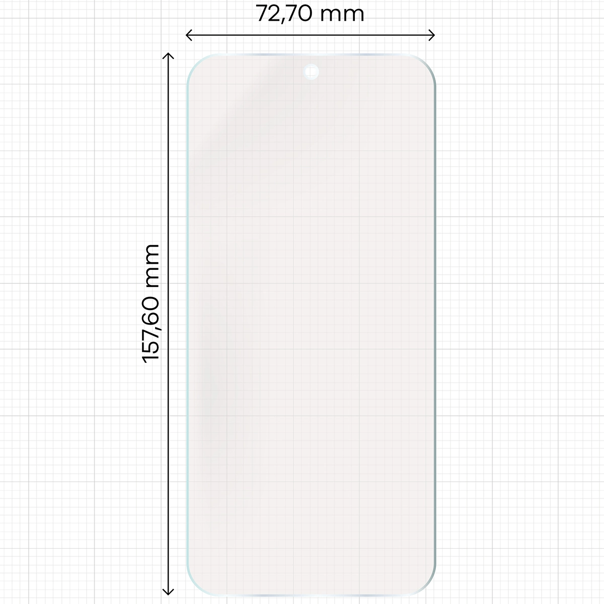 Miarka z wymiarami folii matowej Bizon Glass Film Sun do OnePlus 15