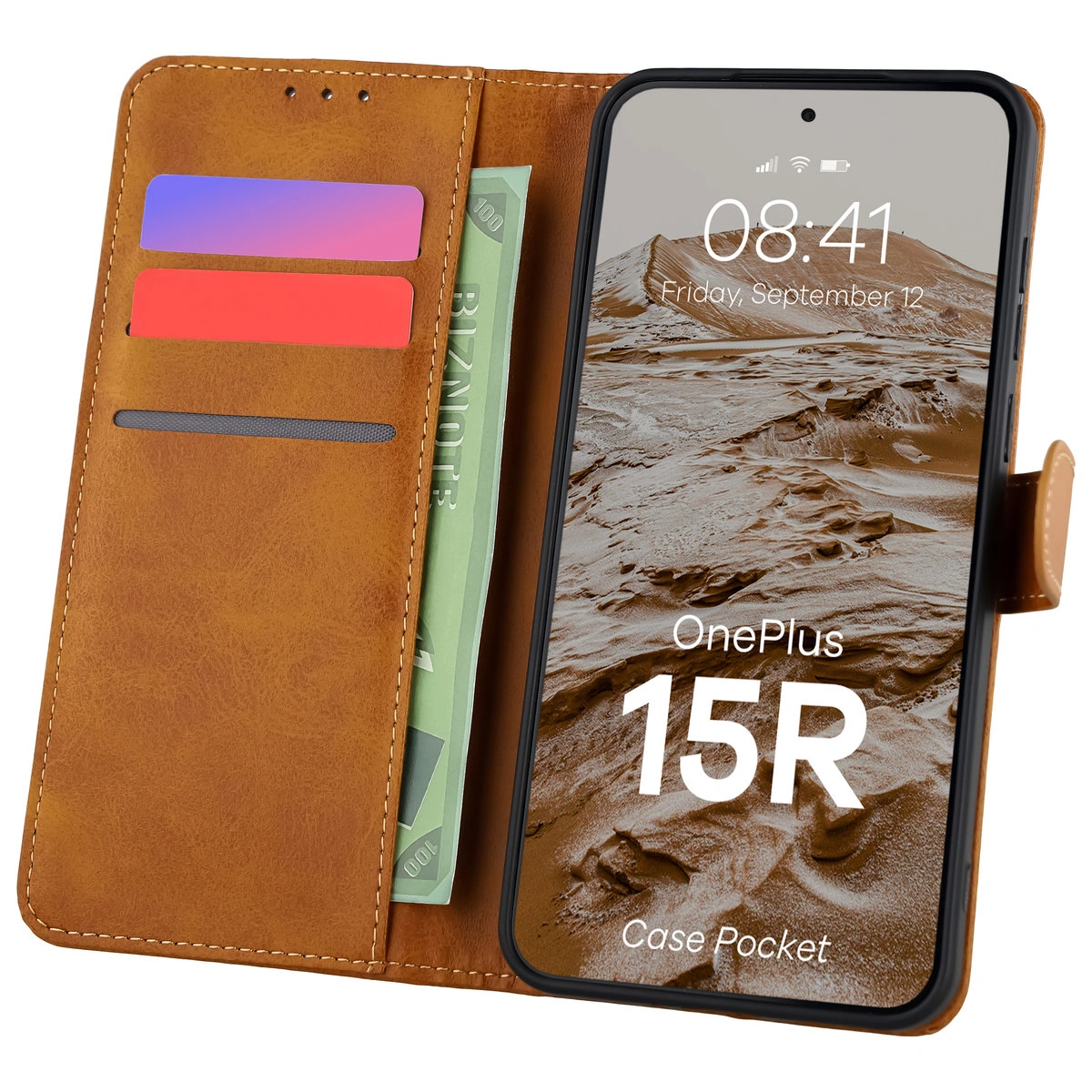 Etui z klapką z miejscem na karty Bizon Case Pocket do OnePlus 15R