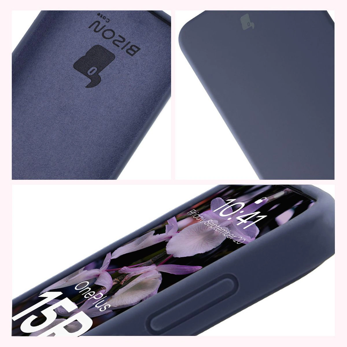 Konstrukcja etui Bizon Soft Case: zintegrowane osłony, podwyższone krawędzie i wyściółka z mikrofibry do OnePlus 15R