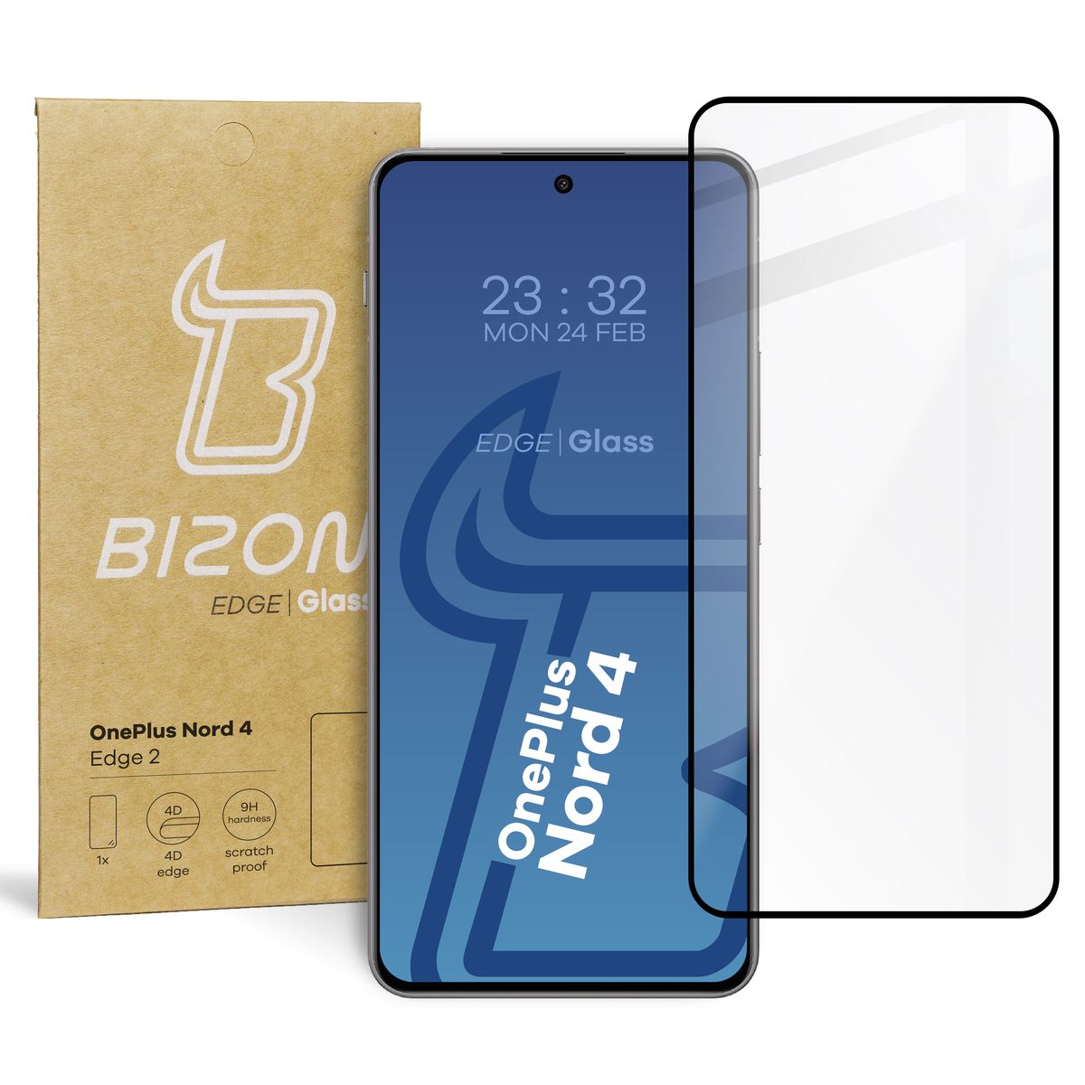 Szkło hartowane Bizon Glass Edge 2 do OnePlus Nord 4, czarna ramka