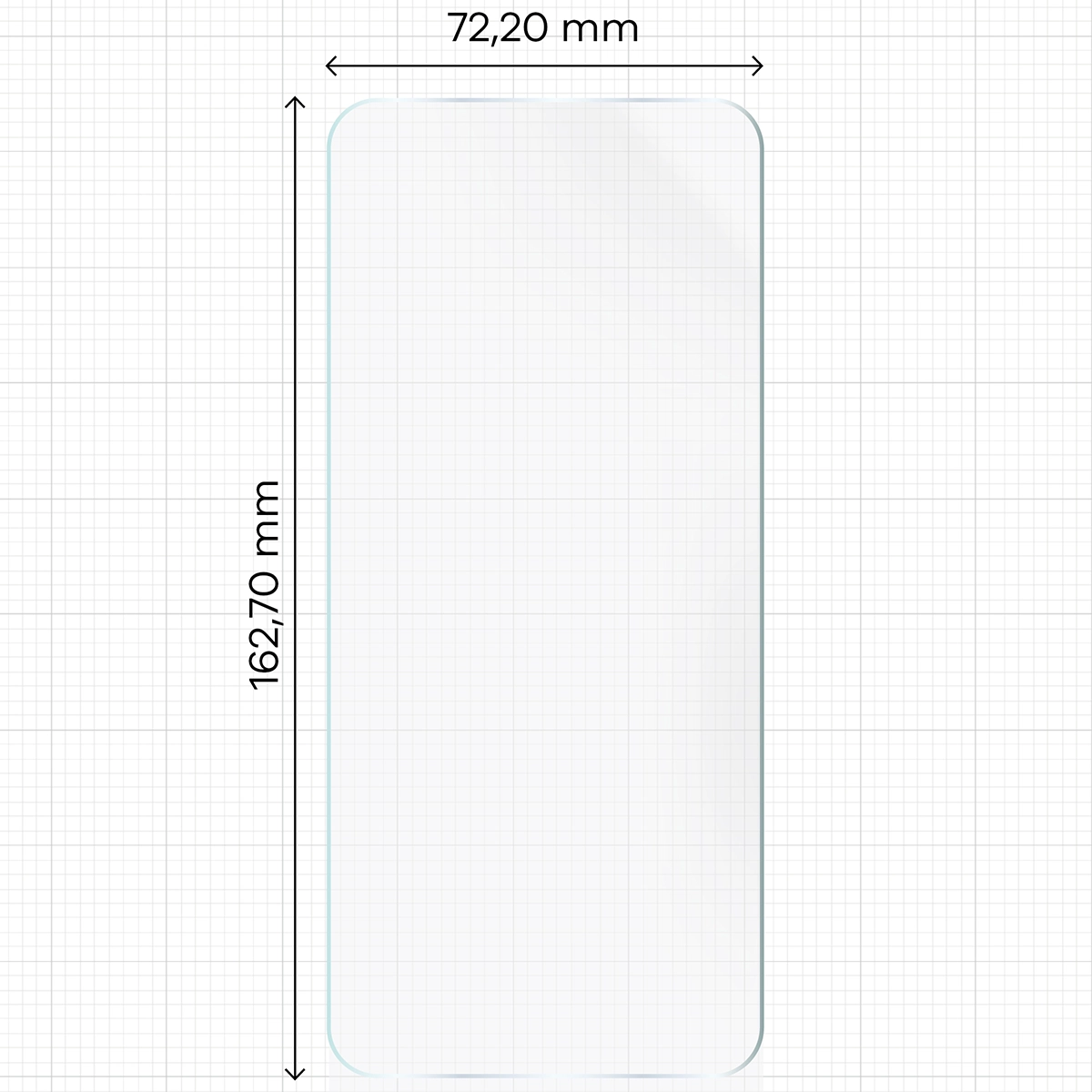 Miarka z wymiarami folii hydrożelowej Bizon Glass Hydrogel Front do Oppo Find X8 Pro