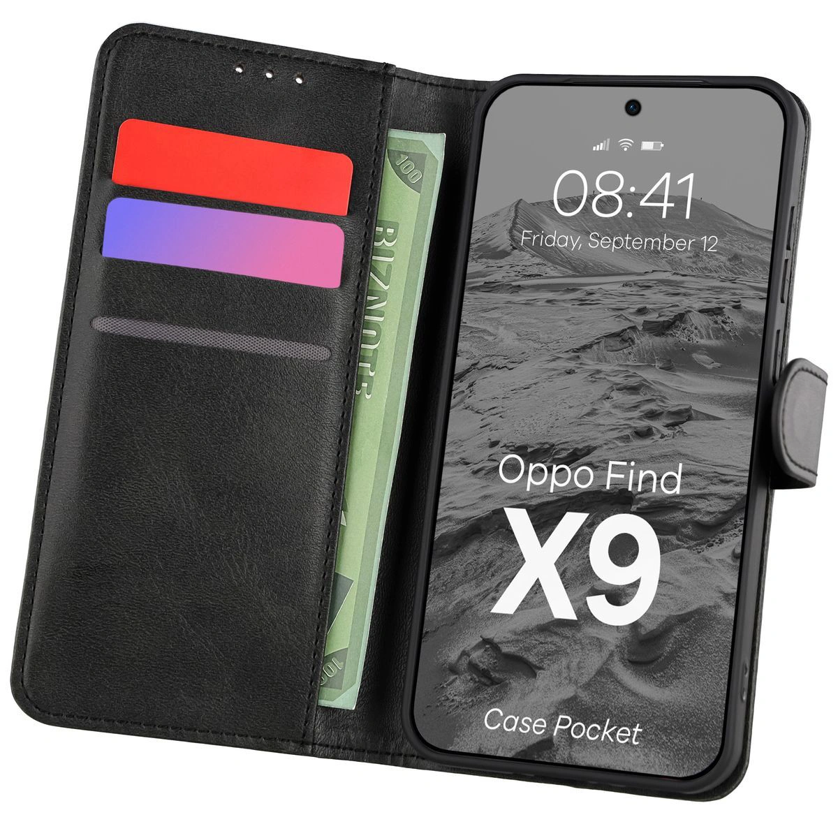 Etui z klapką z miejscem na karty Bizon Case Pocket do Oppo Find X9