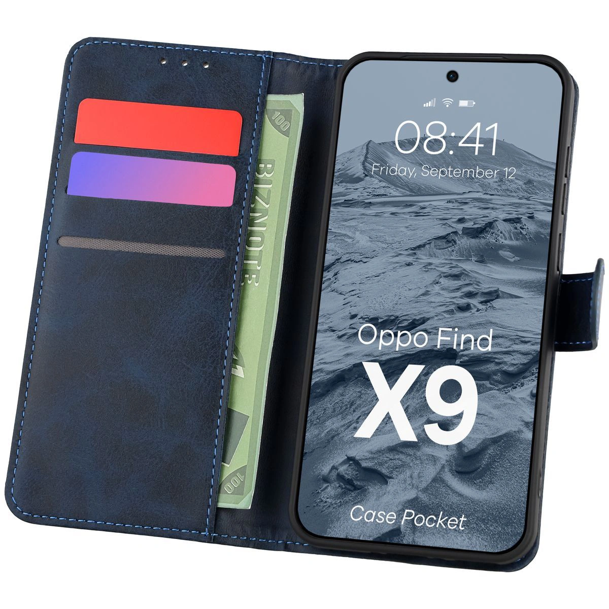 Etui z klapką z miejscem na karty Bizon Case Pocket do Oppo Find X9