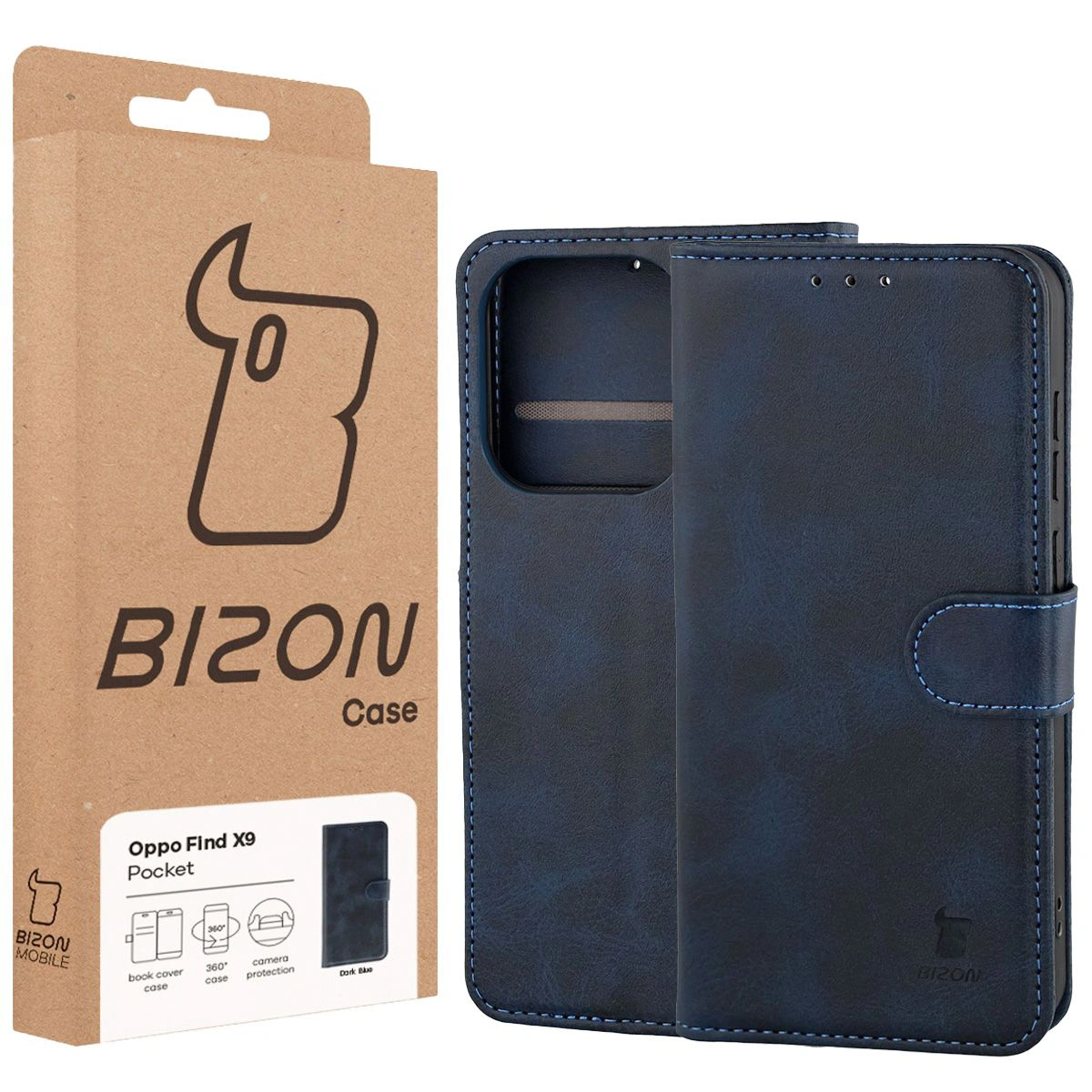 Przód pudełka Bizon Case z dedykowaną etykietą do Oppo Find X9