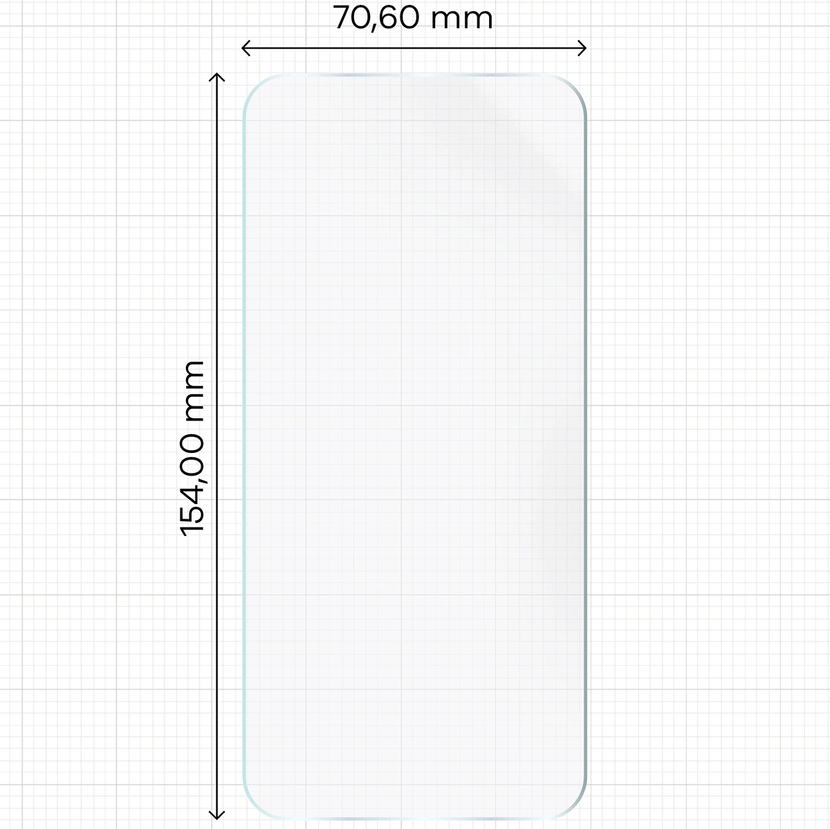 Miarka z wymiarami folii hydrożelowej Bizon Glass Hydrogel Front do Oppo Find X9