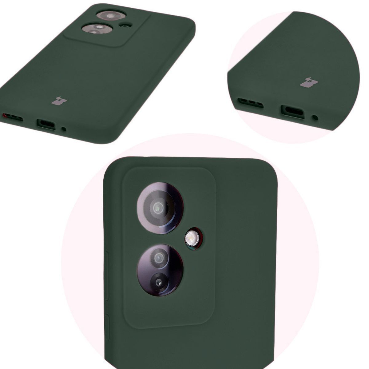 Zbliżenie na precyzyjne wycięcia i możliwość ładowania indukcyjnego w etui Bizon Soft Case