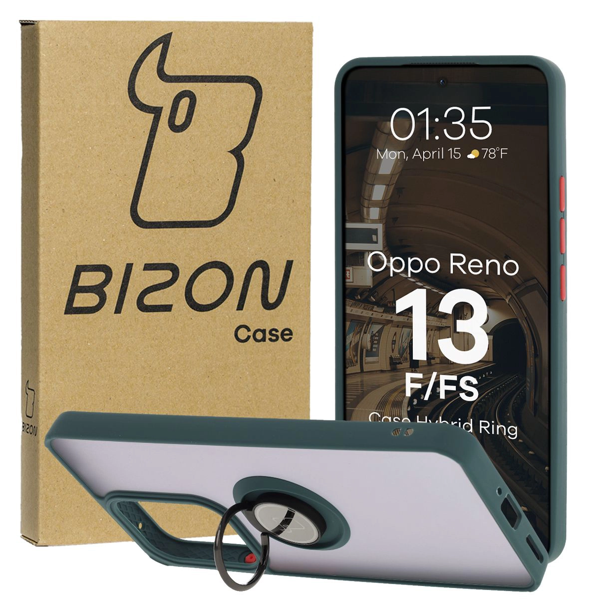 Etui z uchwytem na palec Bizon Case Hybrd Ring do Oppo Reno13 F / Oppo Reno13 FS
