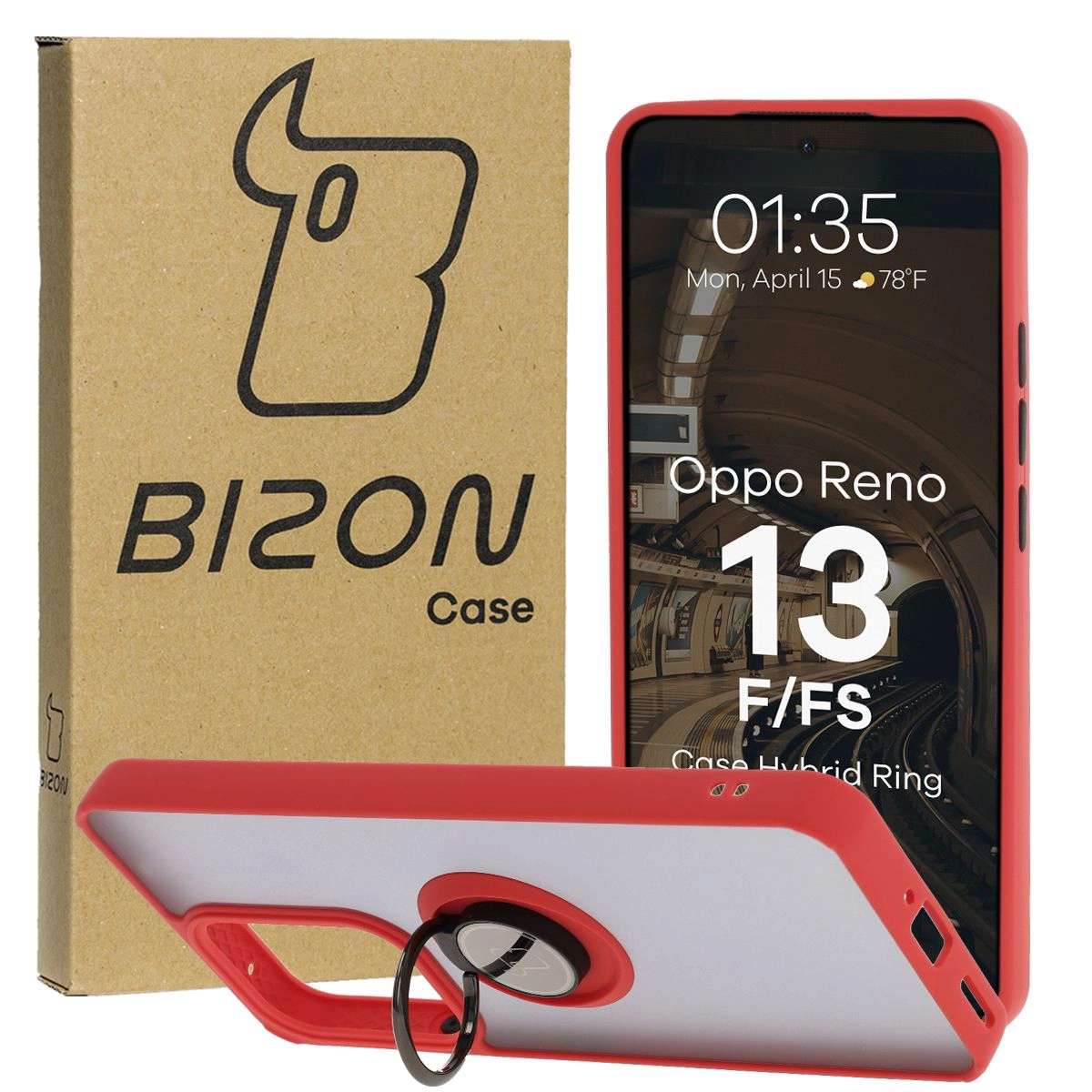 Carcasă cu suport pentru deget Bizon Case Hybrid Ring pentru Oppo Reno13 F / Oppo Reno13 FS