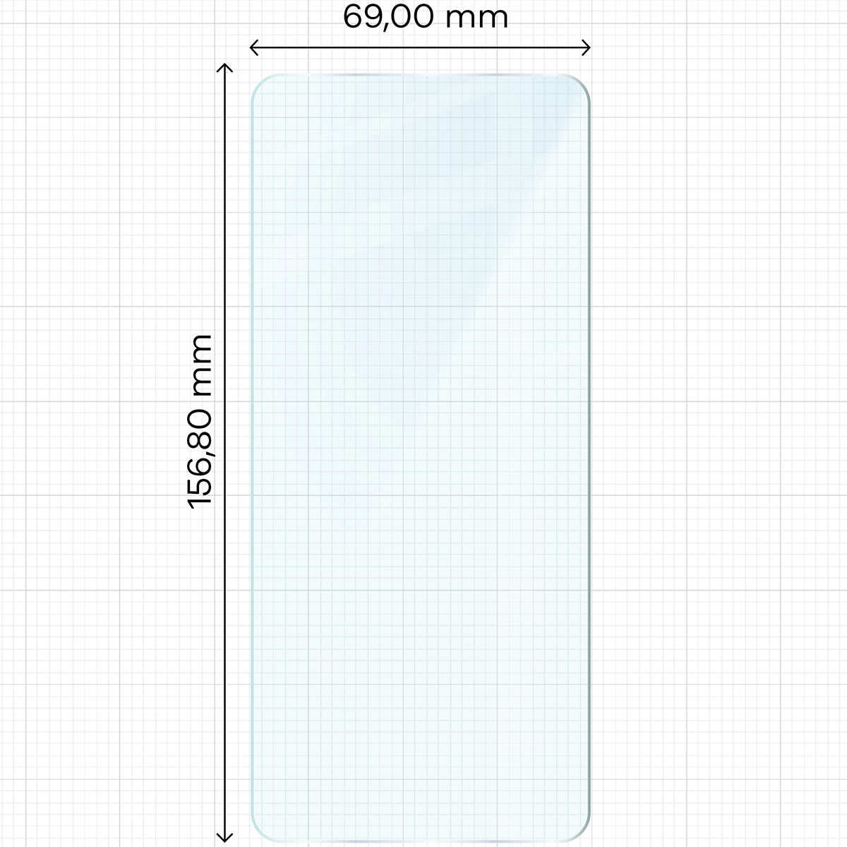 Miarka z wymiarami szkła hartowanego Bizon Glass Clear Duo do Oppo Reno 13 F / Oppo Reno 13 FS