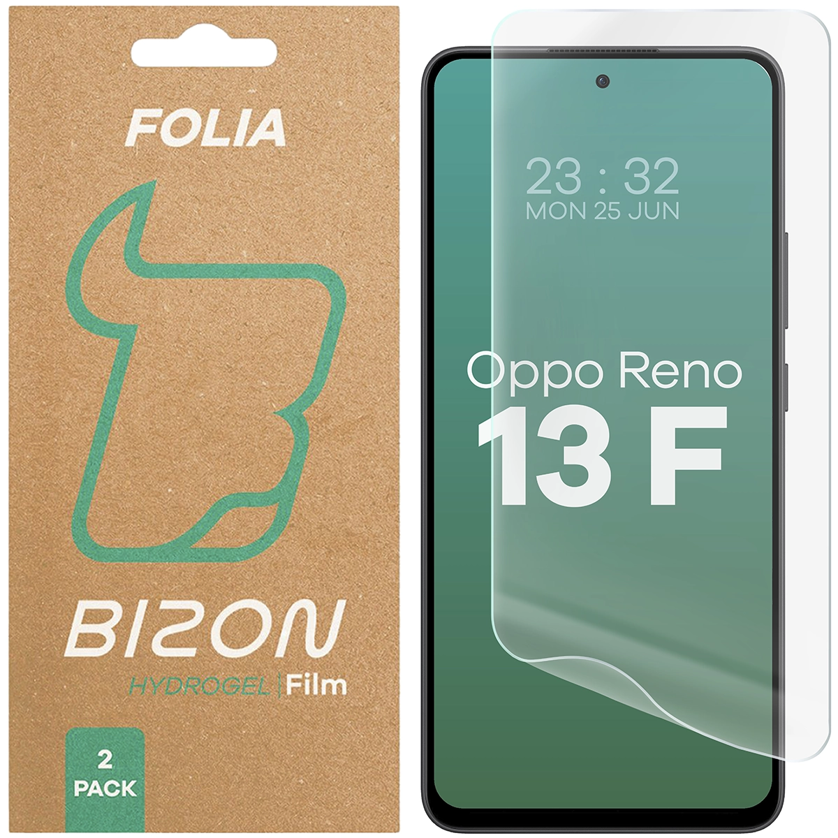 Folia hydrożelowa na ekran Bizon Glass Hydrogel Front do Oppo Reno13 F, 2 sztuki