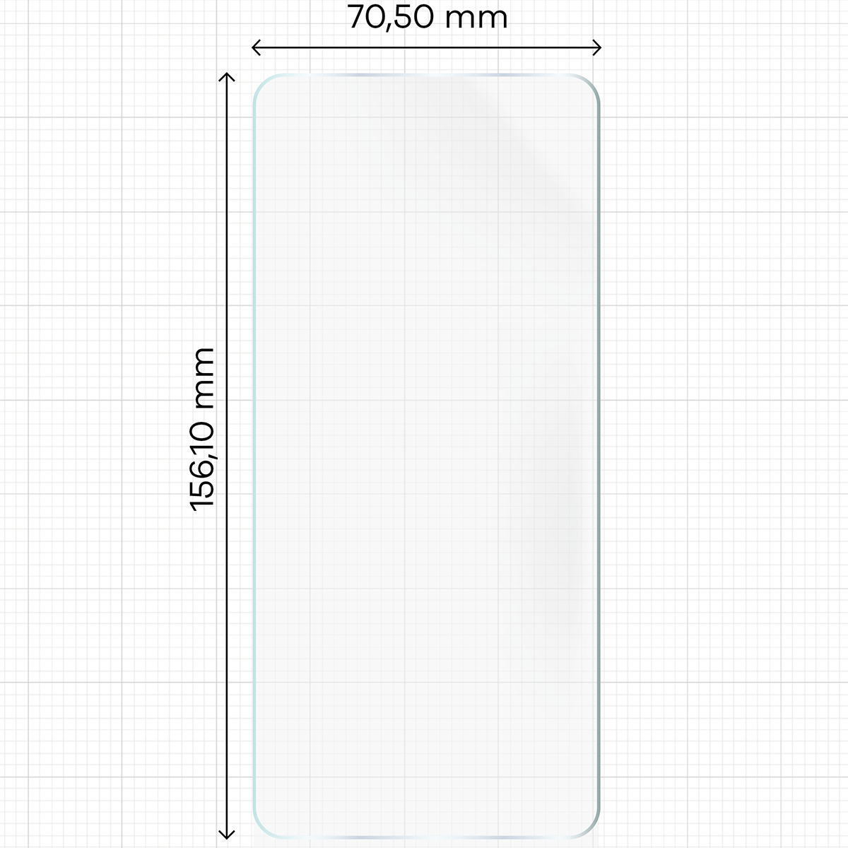 Wymiary dla folii hydrożelowej na ekran Bizon Glass Hydrogel Front