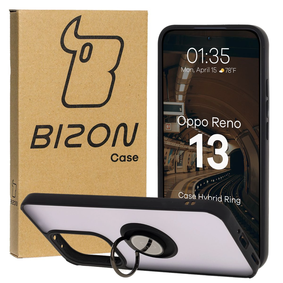 Pouzdro s prstovým držákem Bizon Case Hybrid Ring pro Oppo Reno13