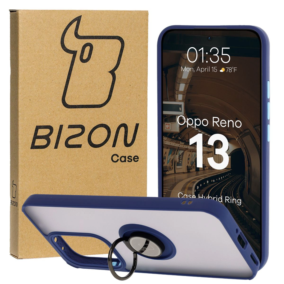Pouzdro s prstovým držákem Bizon Case Hybrid Ring pro Oppo Reno13