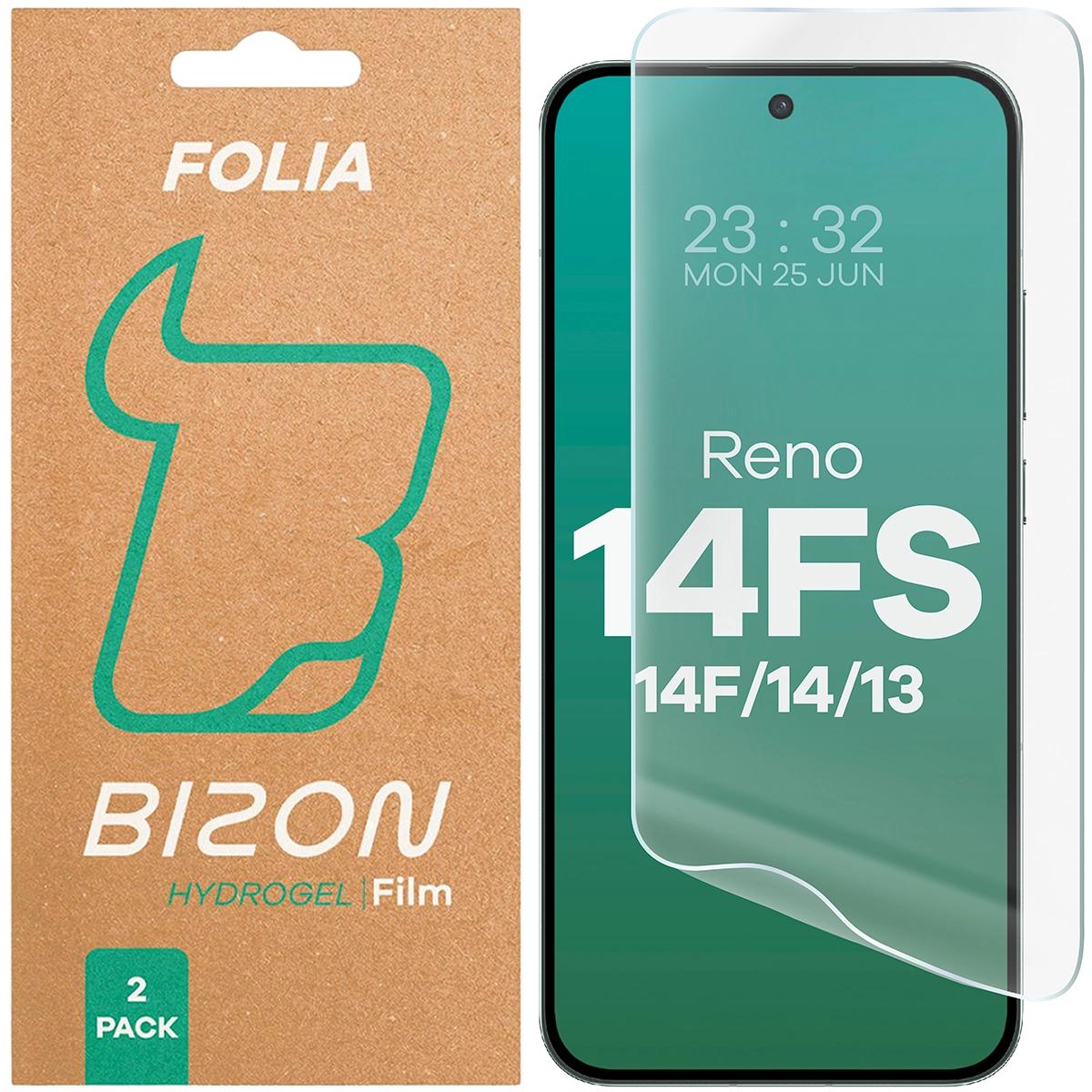 Folia hydrożelowa na ekran Bizon Glass Hydrogel Front do Oppo Reno13, 2 sztuki