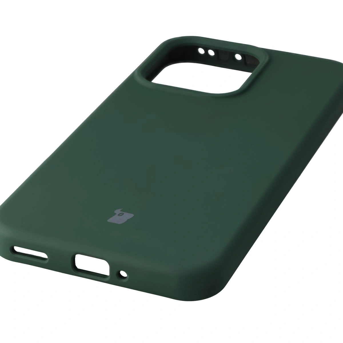 Zbliżenie na precyzyjne wycięcia i możliwość ładowania indukcyjnego w etui Bizon Soft Case do Oppo Reno 14