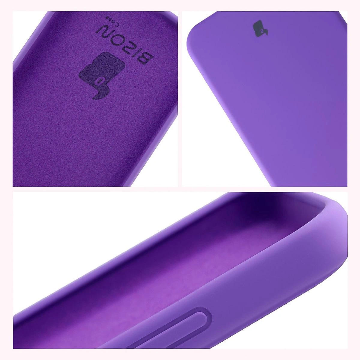 Konstrukcja etui Bizon Soft Case: zintegrowane osłony, podwyższone krawędzie i wyściółka z mikrofibry do Oppo Reno 14